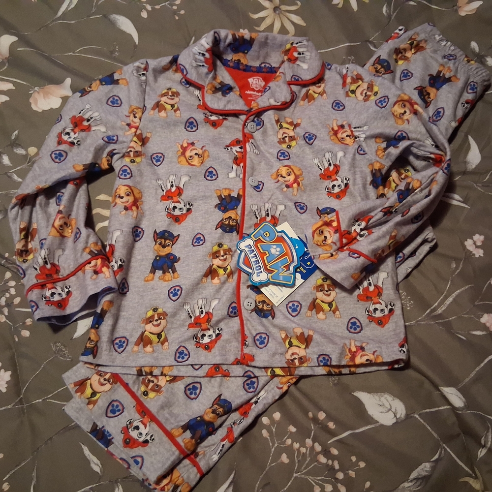 Paw Patrol Kids Pajamas - Gray with Red Accents